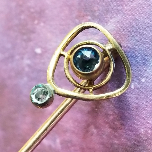 Vintage Jewelry - Vintage stick pin dark blue gem gold tone psco